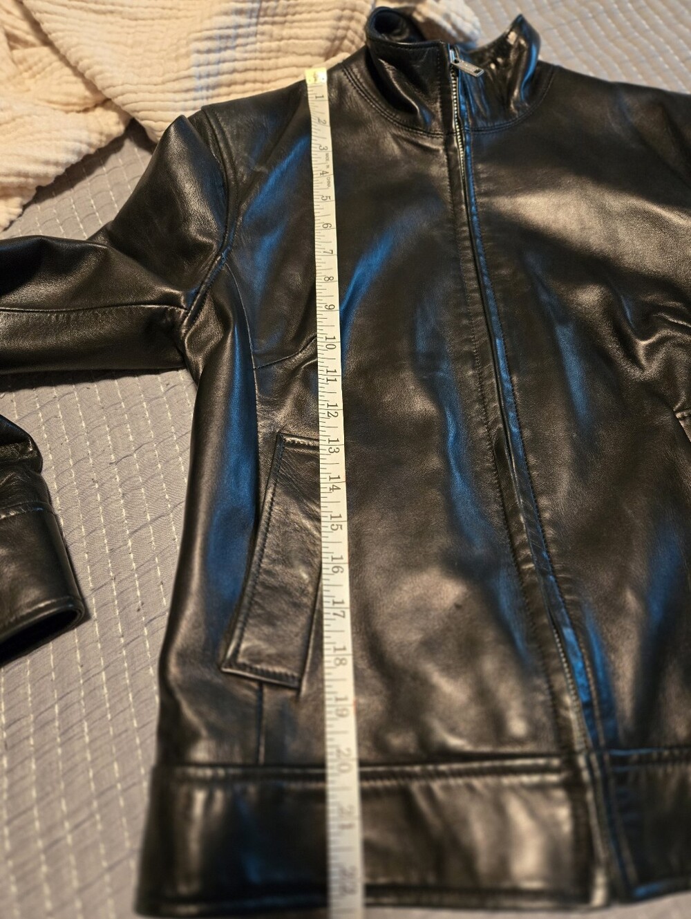 Banana Republic Black Leather Zip-Up Jacket - Picture 7 of 8